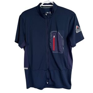 Maloja Cycling Jersey Mens M Navy Blue Full Zip Short Sleeve Mesh Back